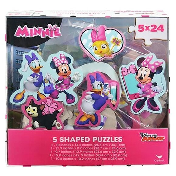 Disney Junior Minnie Mouse & Daisy Duck Shaped Puzzle Set Educational 5-Pack - Picture 1 of 3